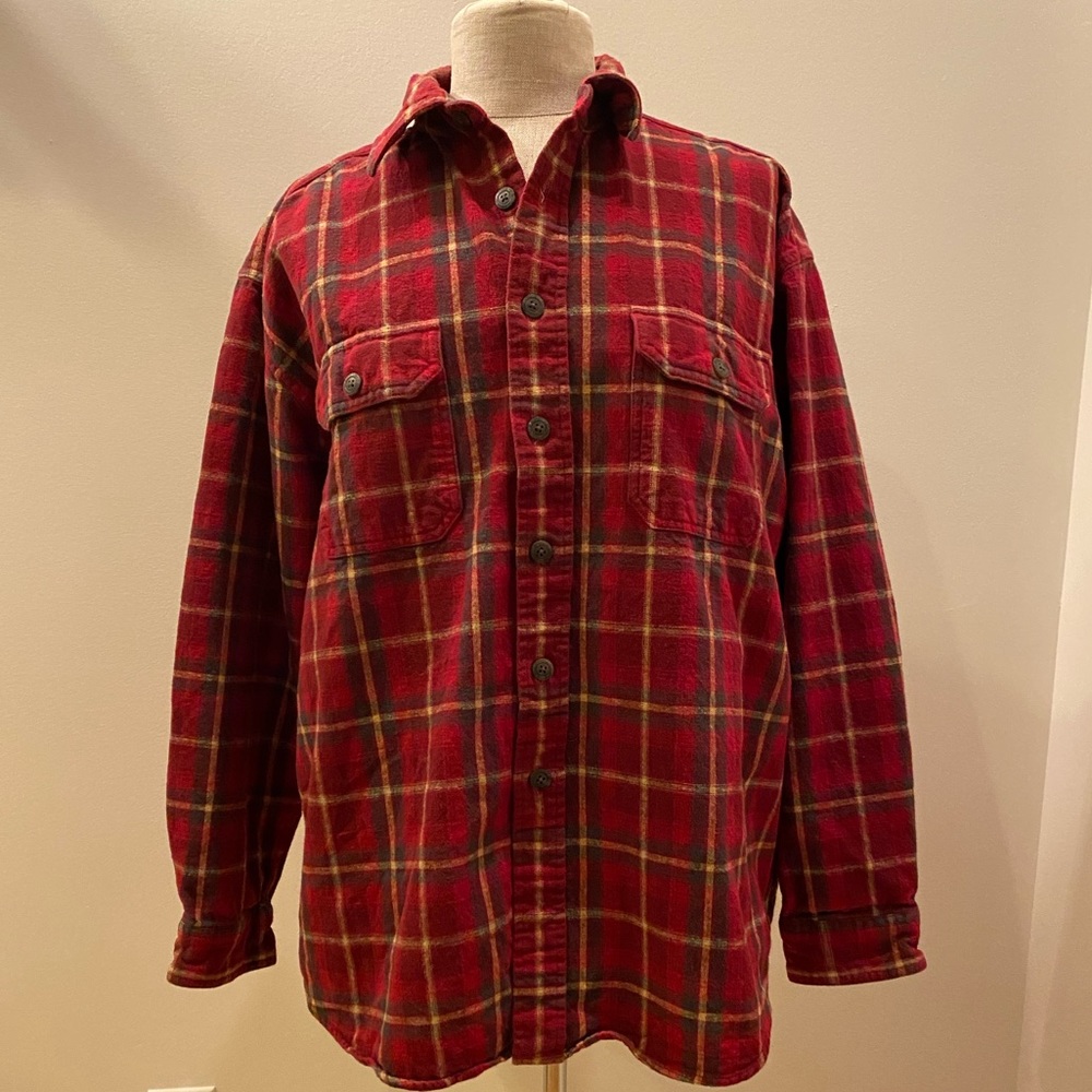 Weatherproof Garnet Company Chamois Mens Red Plaid Flannel Shirt / Size XL